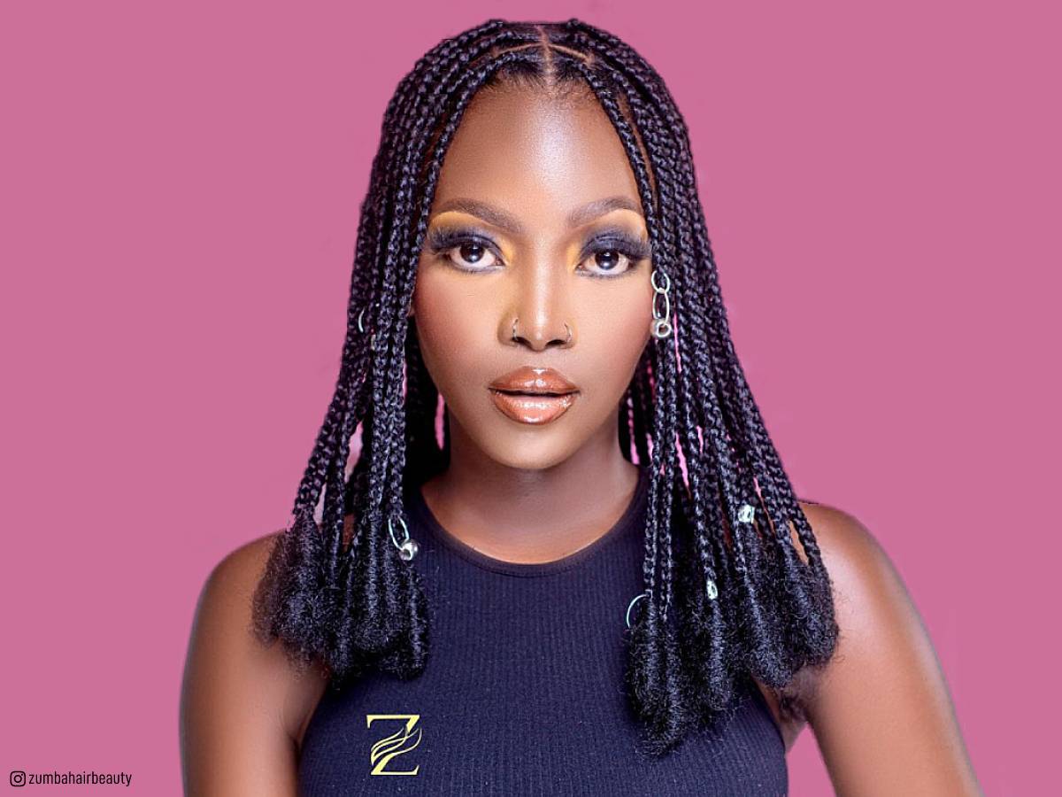 Box Braids With Bangs Hairstyle