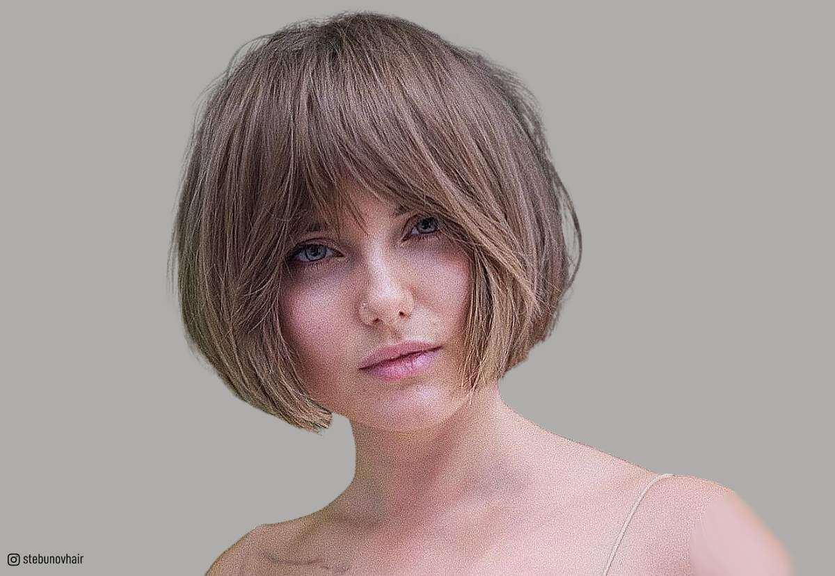 Image of Blunt cut bob with messy finish for thin hair