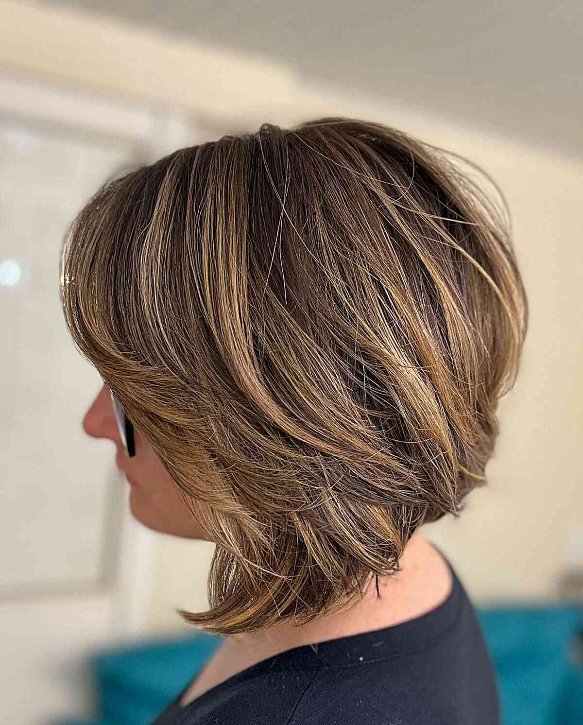 Fun Shoulder-Length Brunette Bob Hair