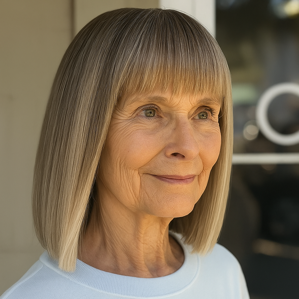 Sleek Blunt Cut with Soft Bangs