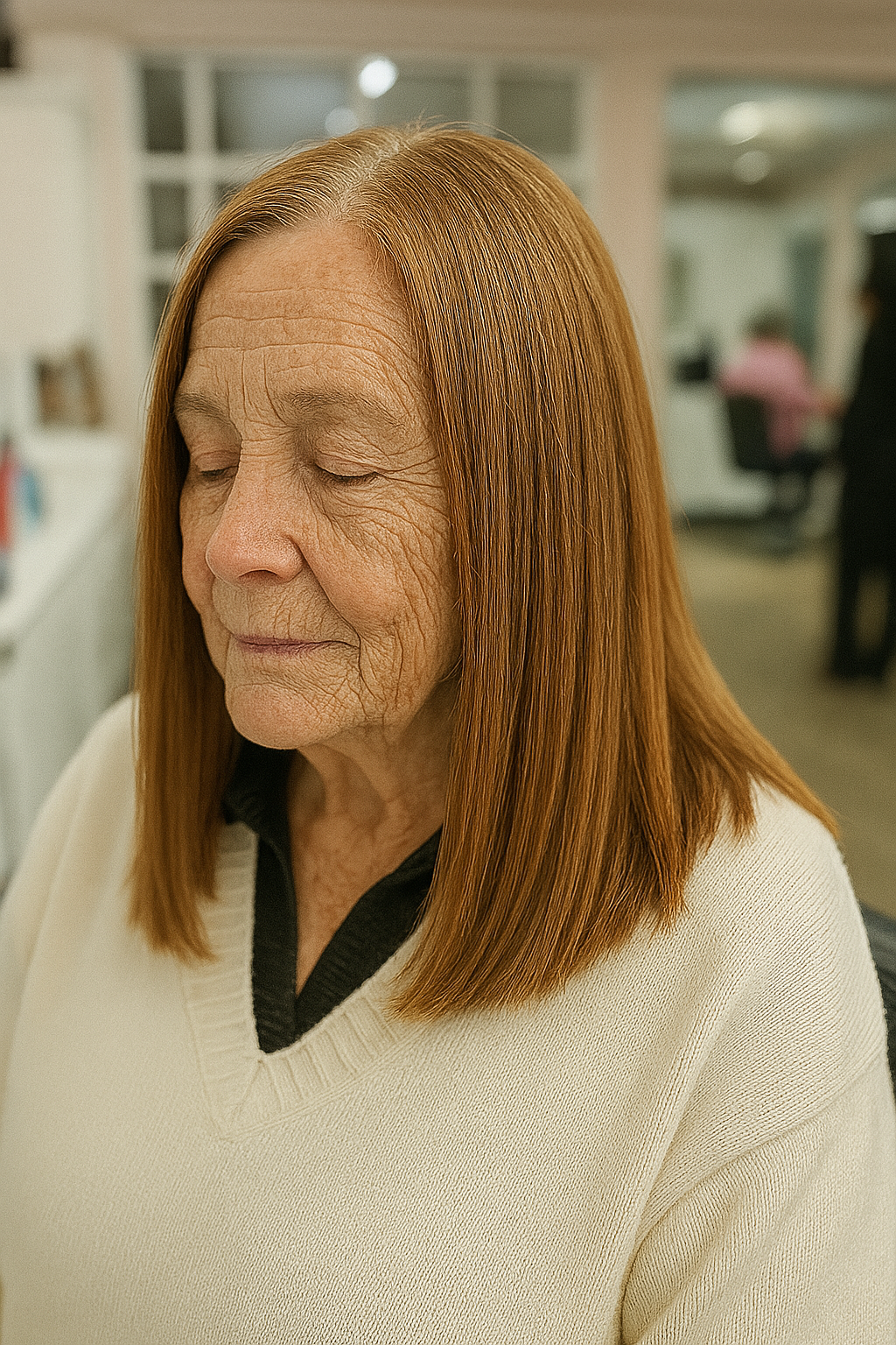 Sleek Straight Lob with Subtle Shine
