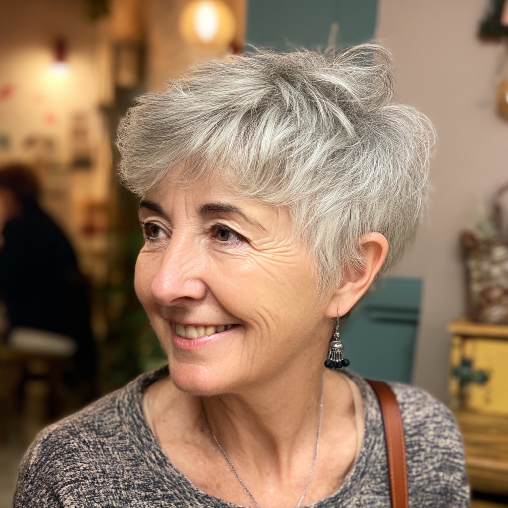 Chic Textured Pixie Cut with Soft Bangs