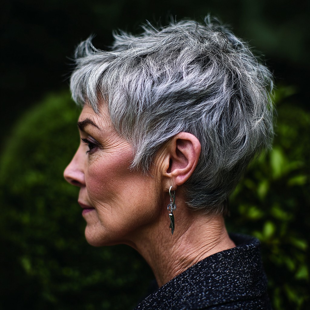 Chic Textured Pixie Cut for Senior Women
