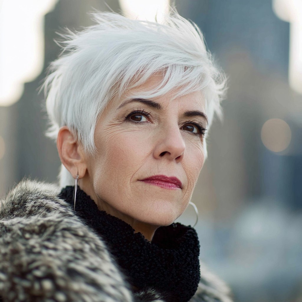 Stylish Textured Pixie Cut for Mature Women