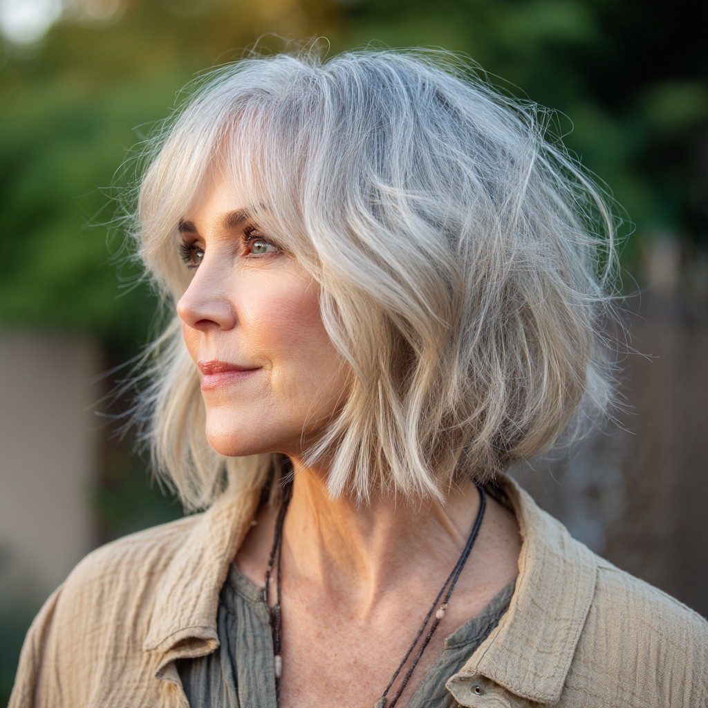 Textured Silver Bob with Subtle Layers