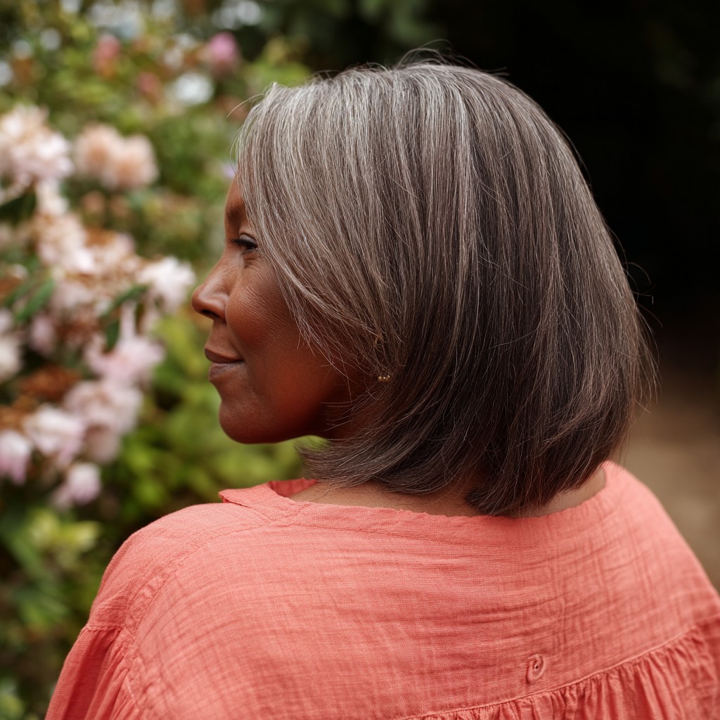 Elegant Silver Shoulder-Length Bob
