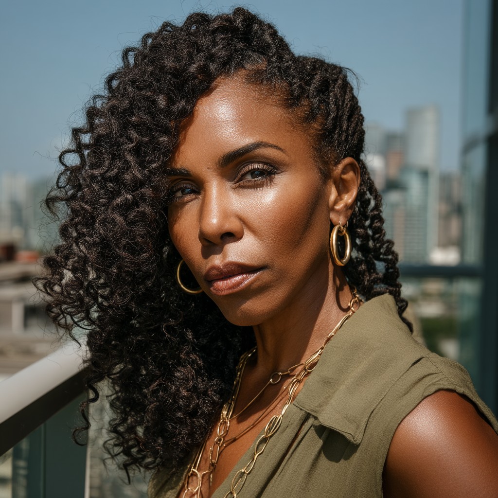 Bold Side-Swept Crochet Curls