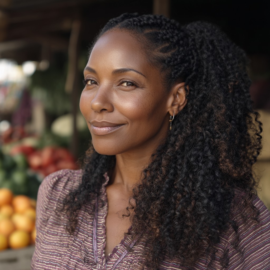 Dynamic Half-Up Crochet Curls with Defined Volume
