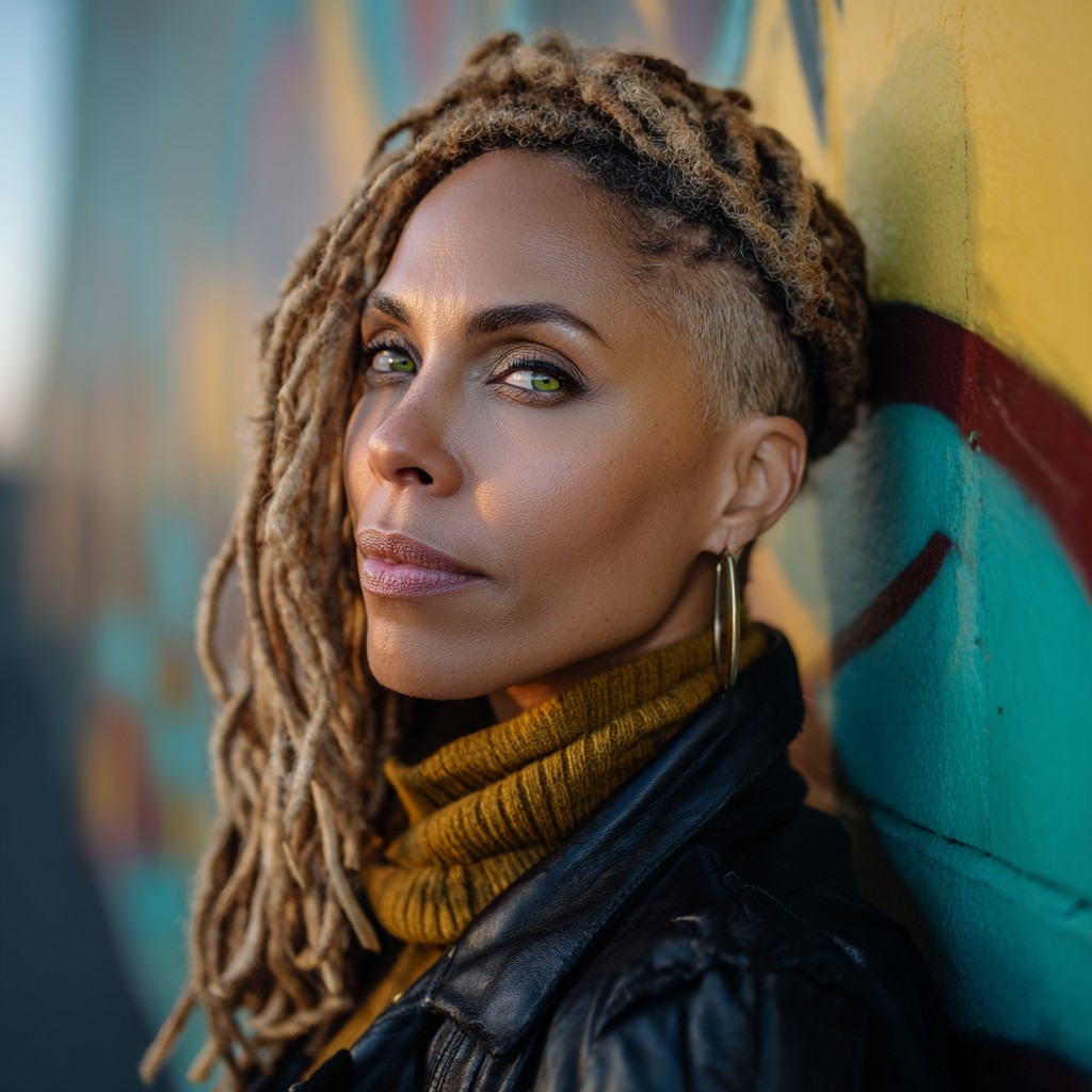 Edgy Asymmetrical Crochet Locs with Shaved Side