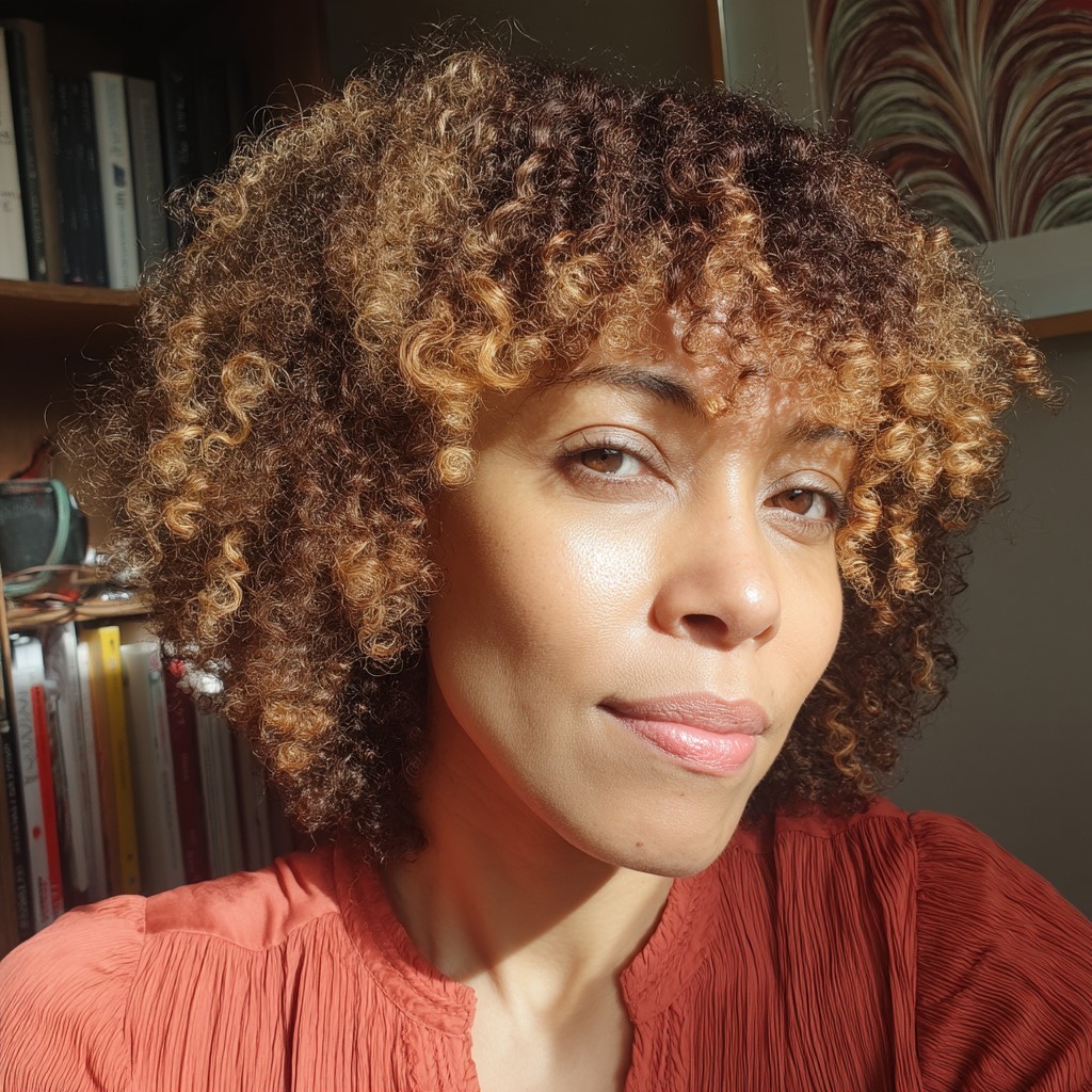 Softly Defined Crochet Curls with Honey Highlights