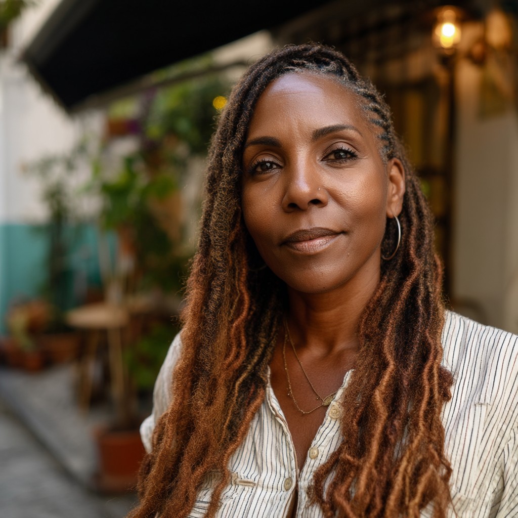 Stylish Layered Locs with Subtle Highlights