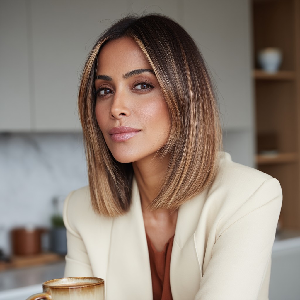 Chic Blunt Cut with Subtle Highlights