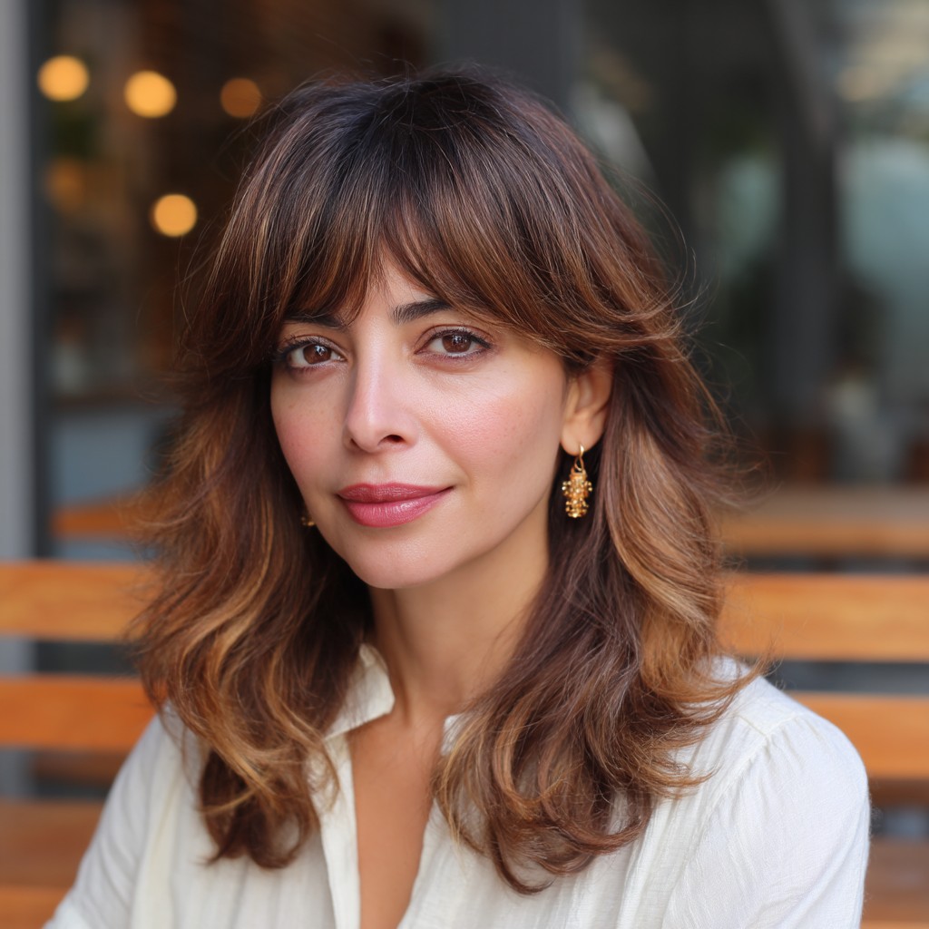 Chic Layered Cut with Soft Face-Framing Bangs
