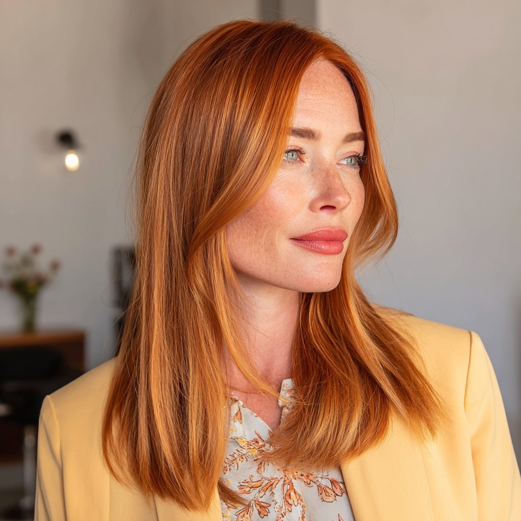 Chic Long Red Hair with Soft Layers