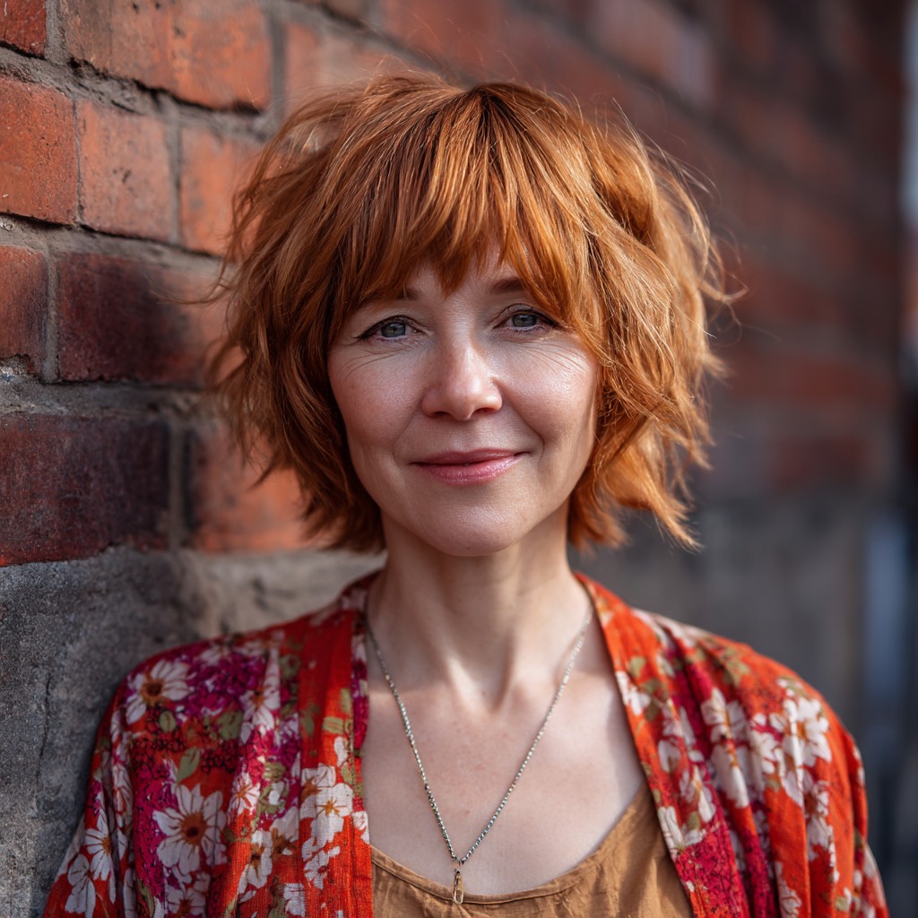 Chic Textured Red Shag with Soft Volume