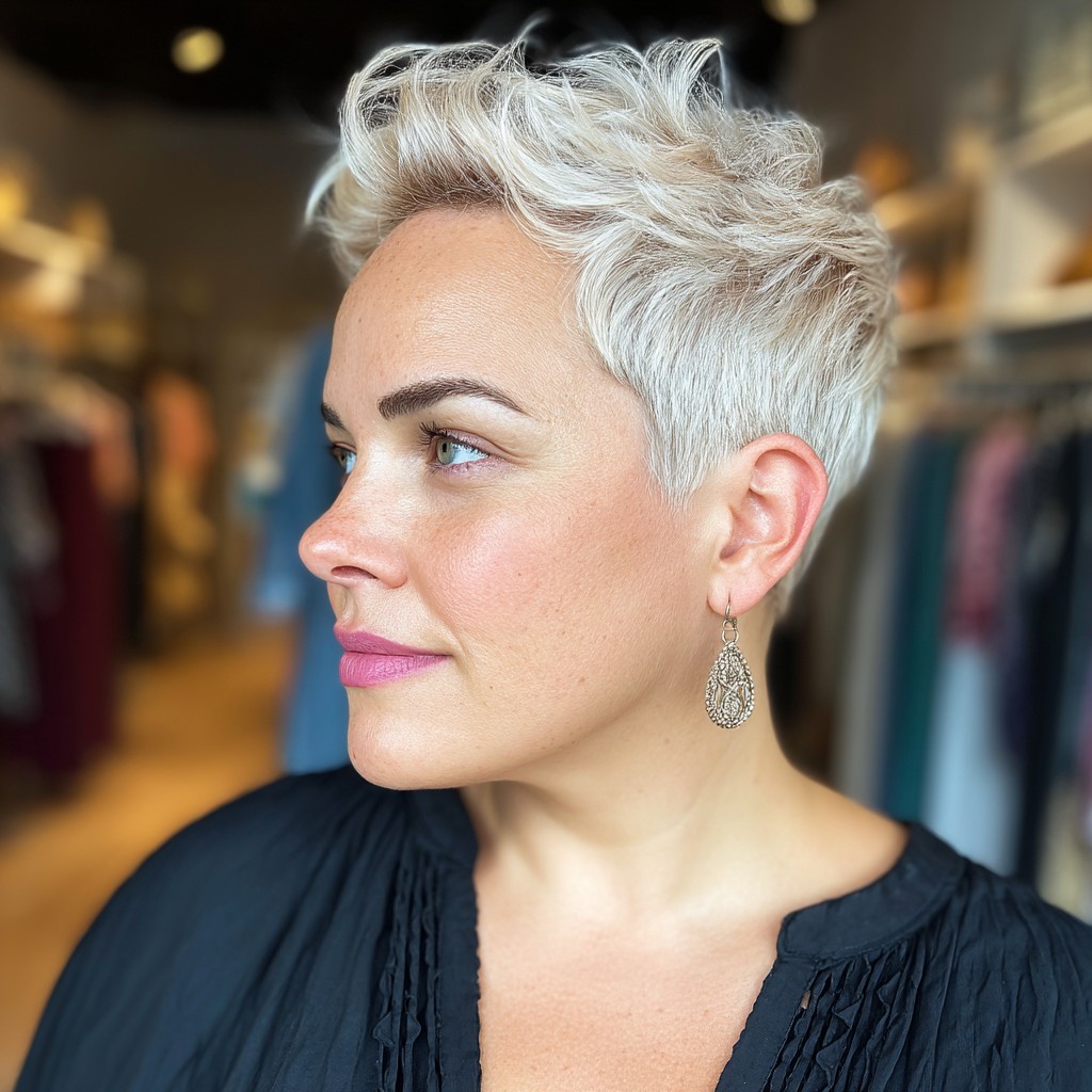 Edgy Textured Pixie Cut with Bright Platinum Highlights
