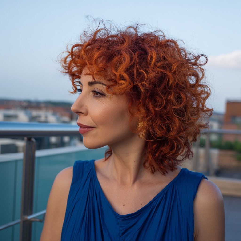 Playful Curly Red Hair with Vibrant Texture