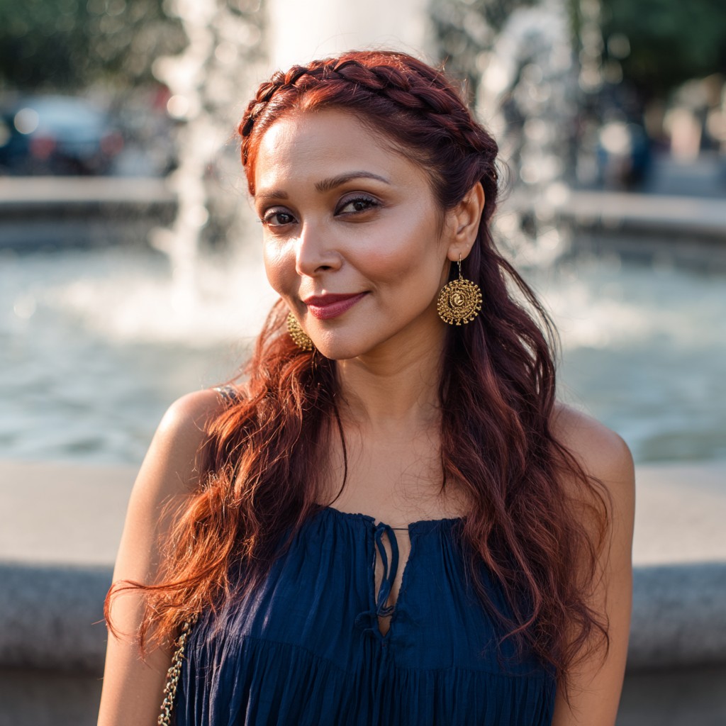 Radiant Long Red Hair with Braided Detail