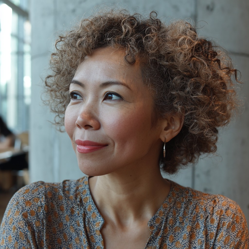 Soft Curly Brown Hair with Defined Layers