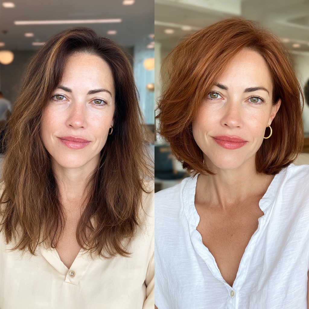 Stylish Warm Red Lob with Soft Waves