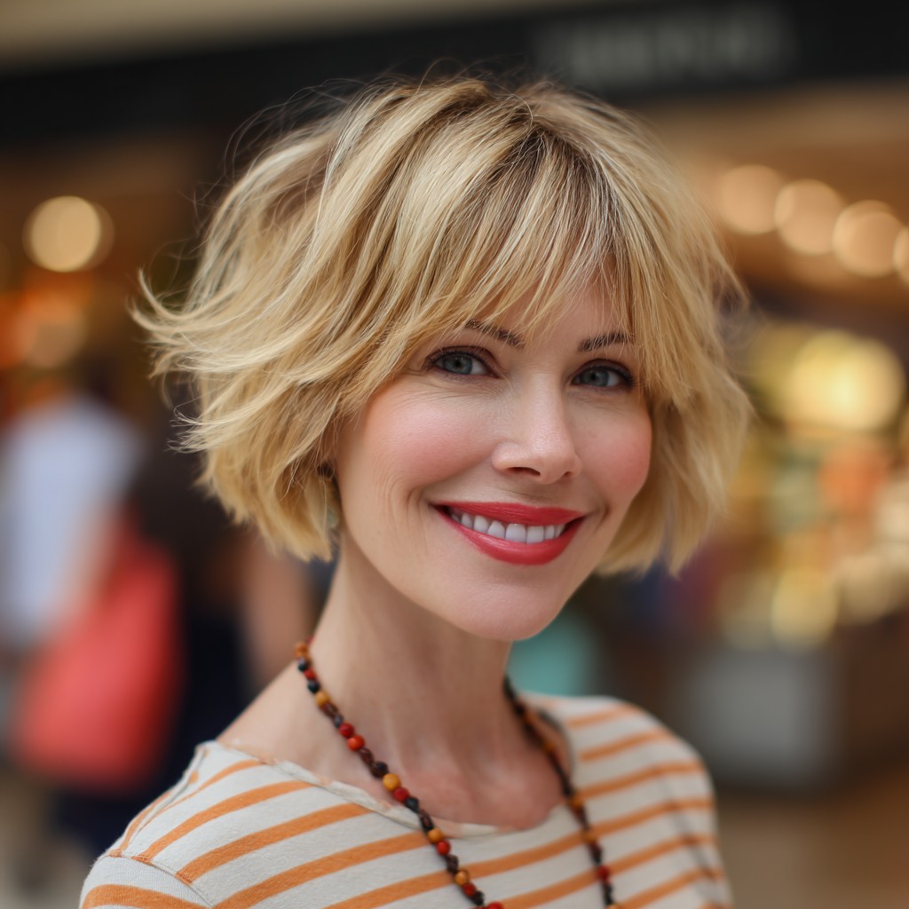 Textured Blunt Bob with Soft Feathered Layers