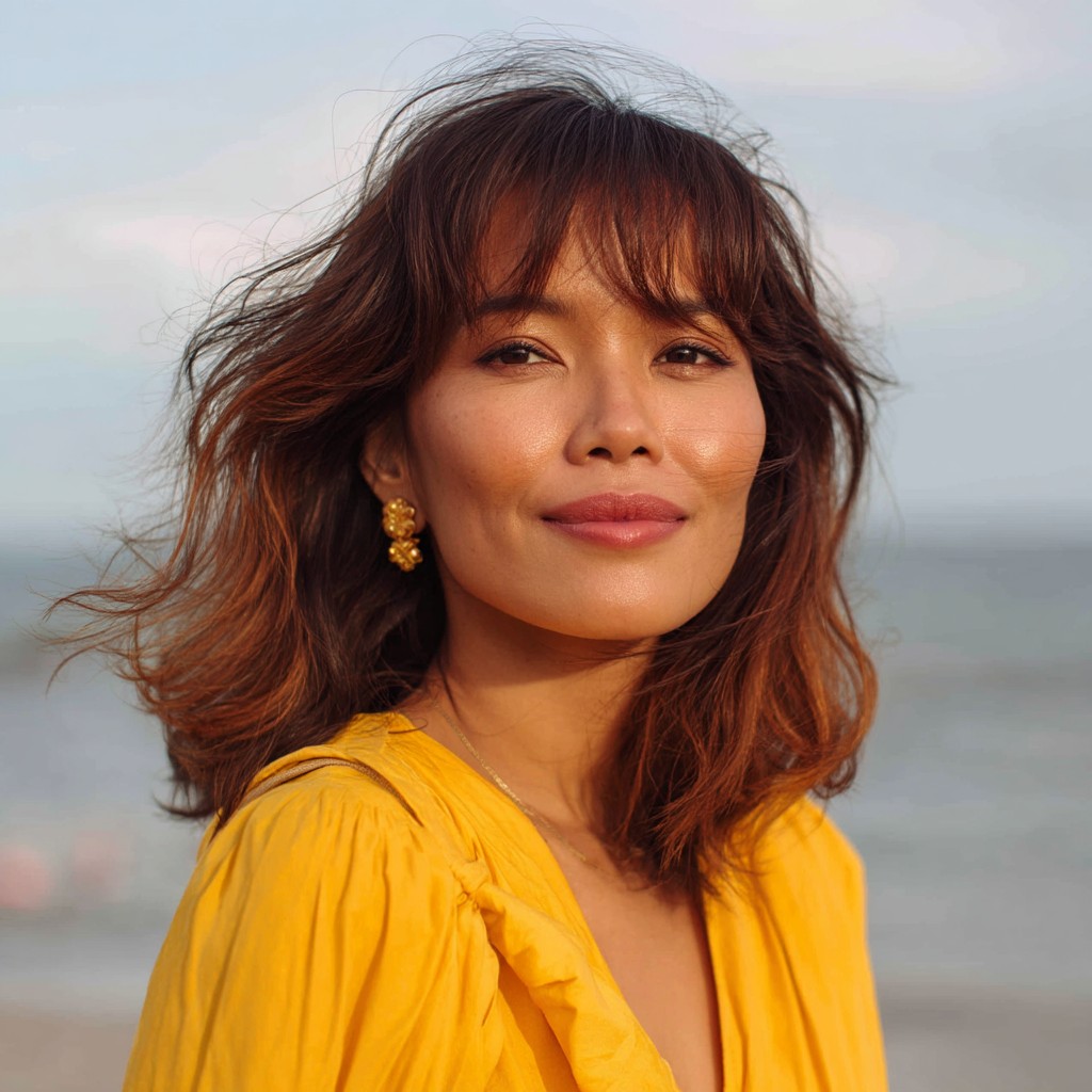 Textured Medium-Length Cut with Soft Bangs