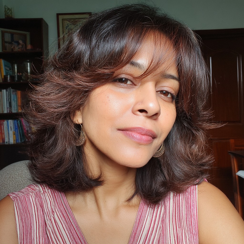 Textured Red Hair with Soft Waves and Face-Framing Layers