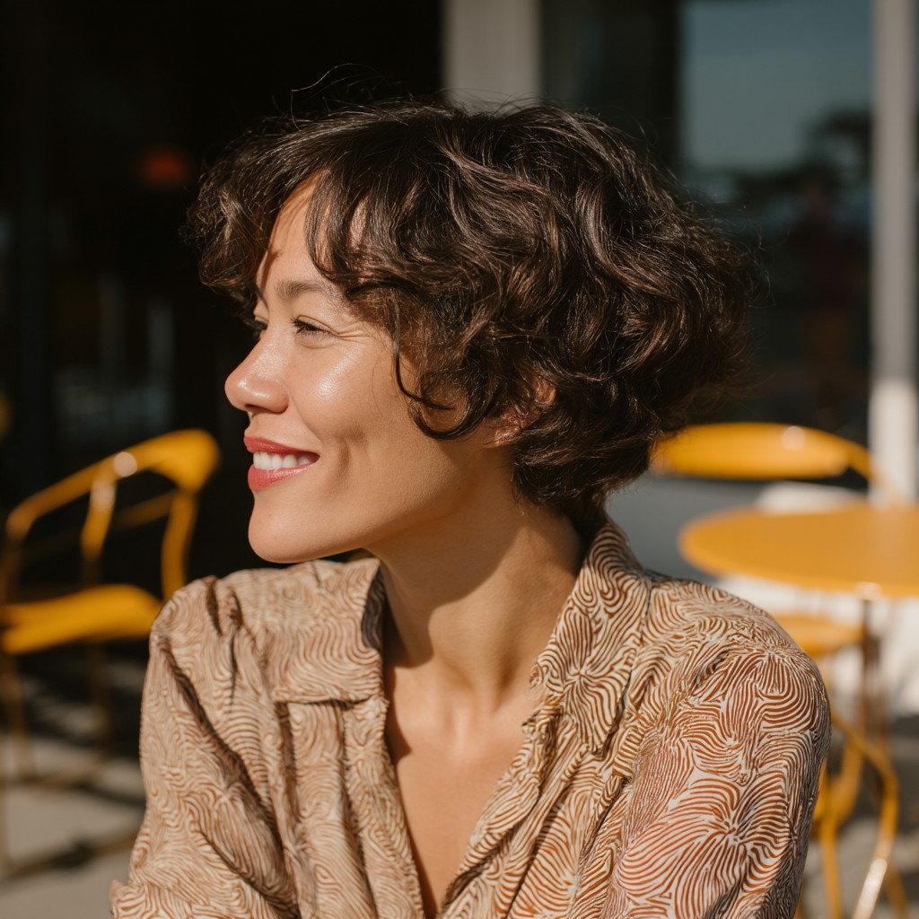 Textured Short Brown Hair with Soft Waves