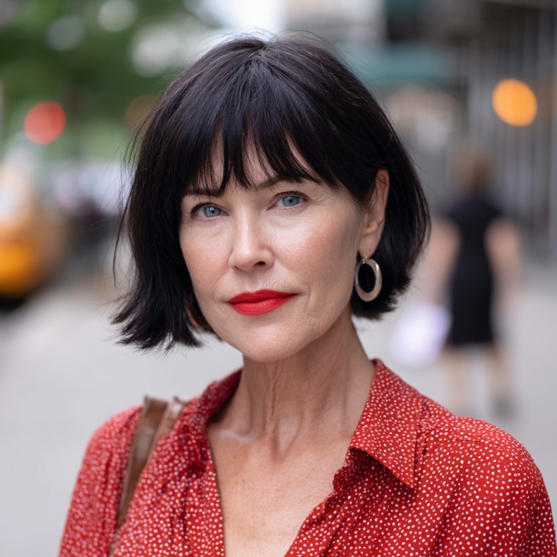 Chic Textured Bob with Soft Bangs