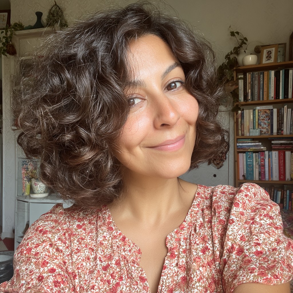 Textured Curly Bob with Soft Volume