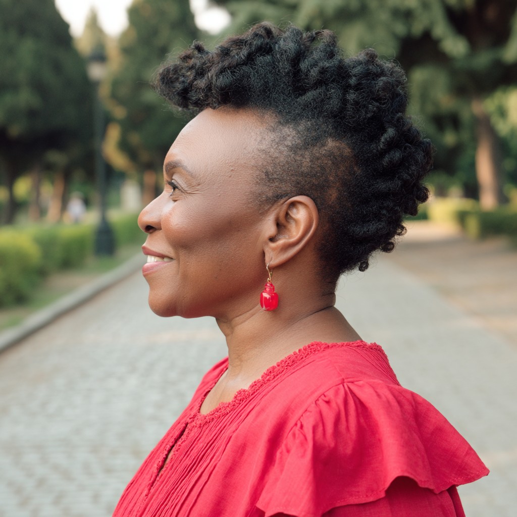 Bold Curly Mohawk with Tapered Sides