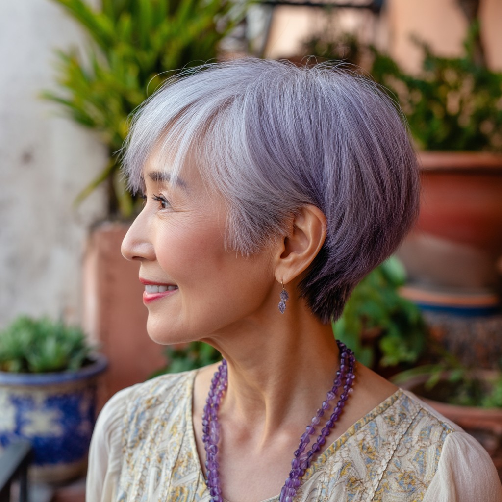 Charming Soft Lavender Wedge Cut with Textured Layers