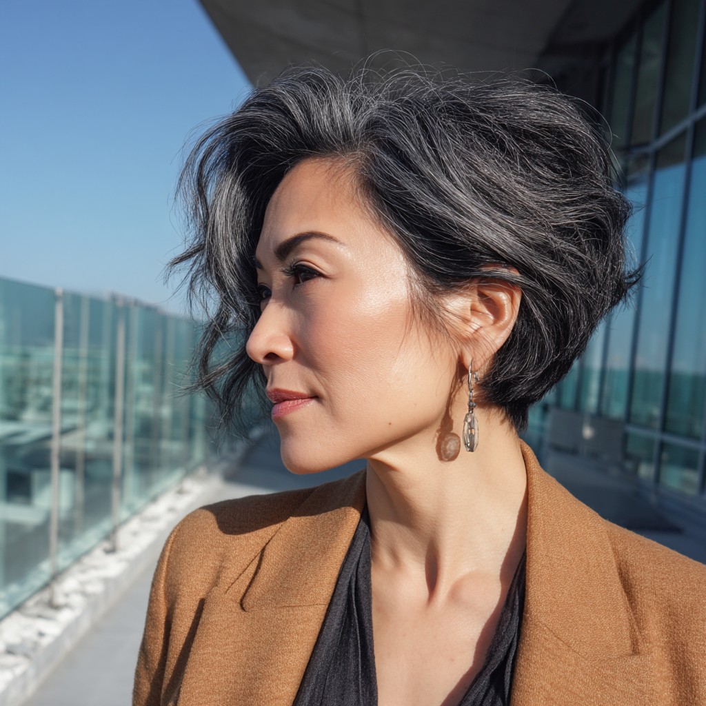 Chic Asymmetrical Shag with Soft Waves