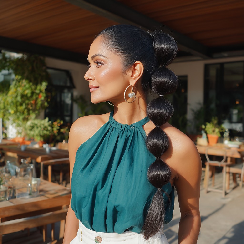 Chic Bubble Ponytail with Sleek Finish