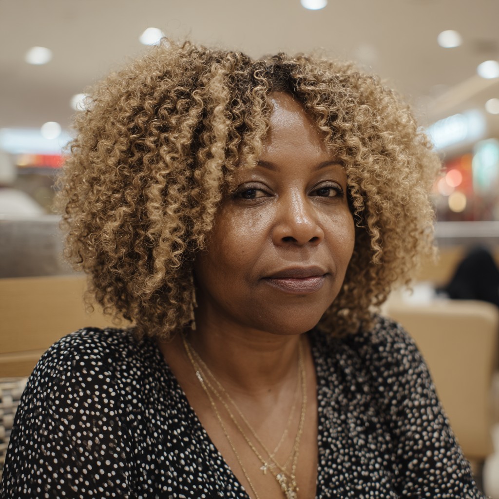 Chic Curly Bob with Warm Highlights