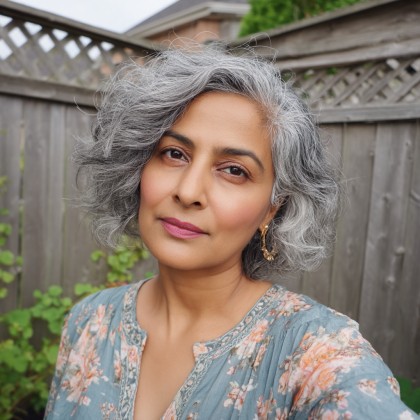 Chic Curly Gray Bob with Soft Volume