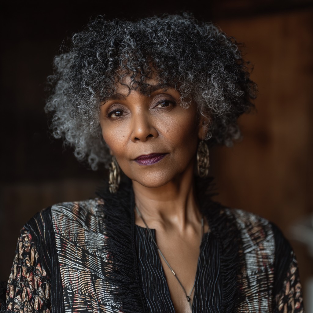 Chic Curly Silver Shag with Soft Volume