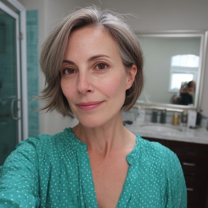 Chic Gray Bob with Subtle Lowlights