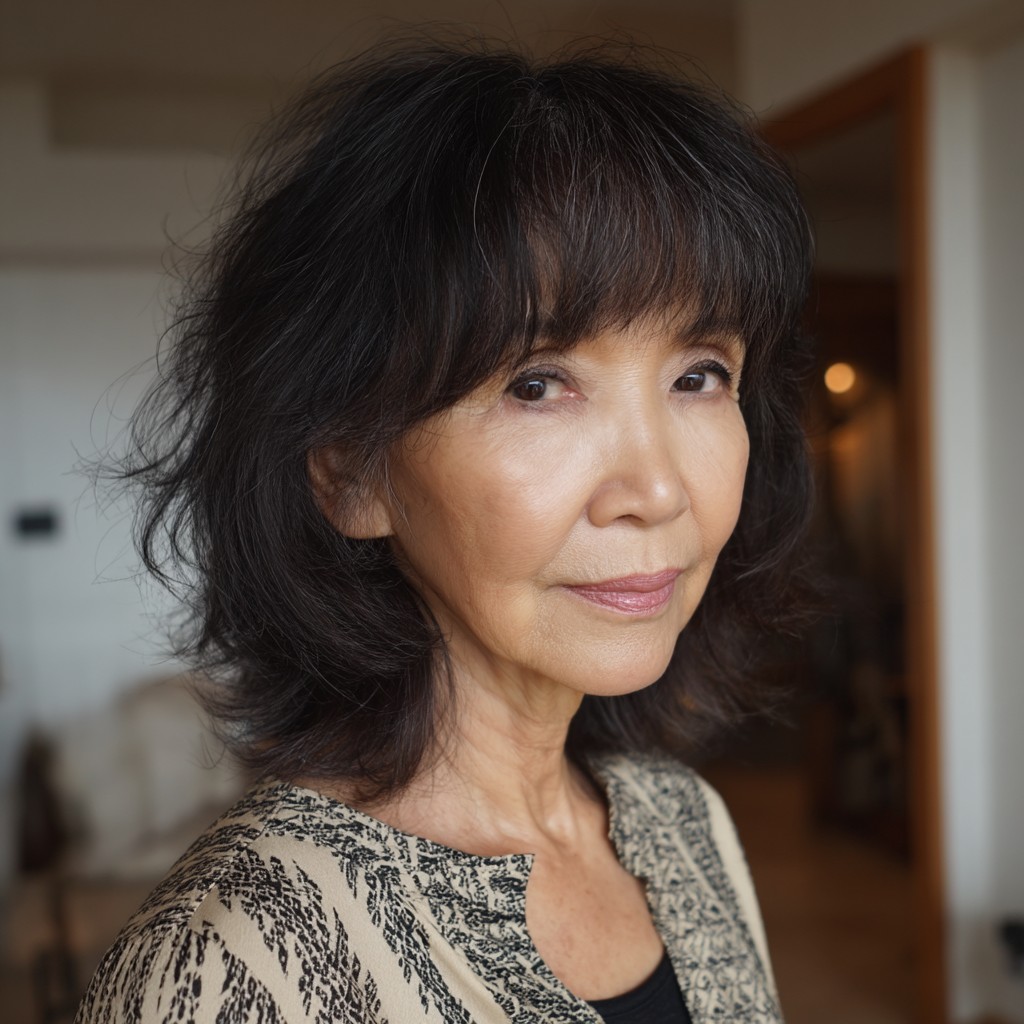 Chic Layered Shag with Soft Bangs