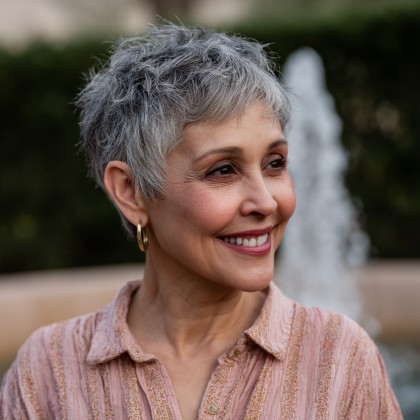 Chic Short Gray Pixie with Subtle Lowlights