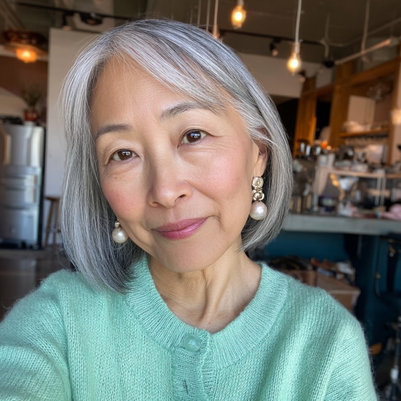 Chic Silver Bob with Soft Textured Ends
