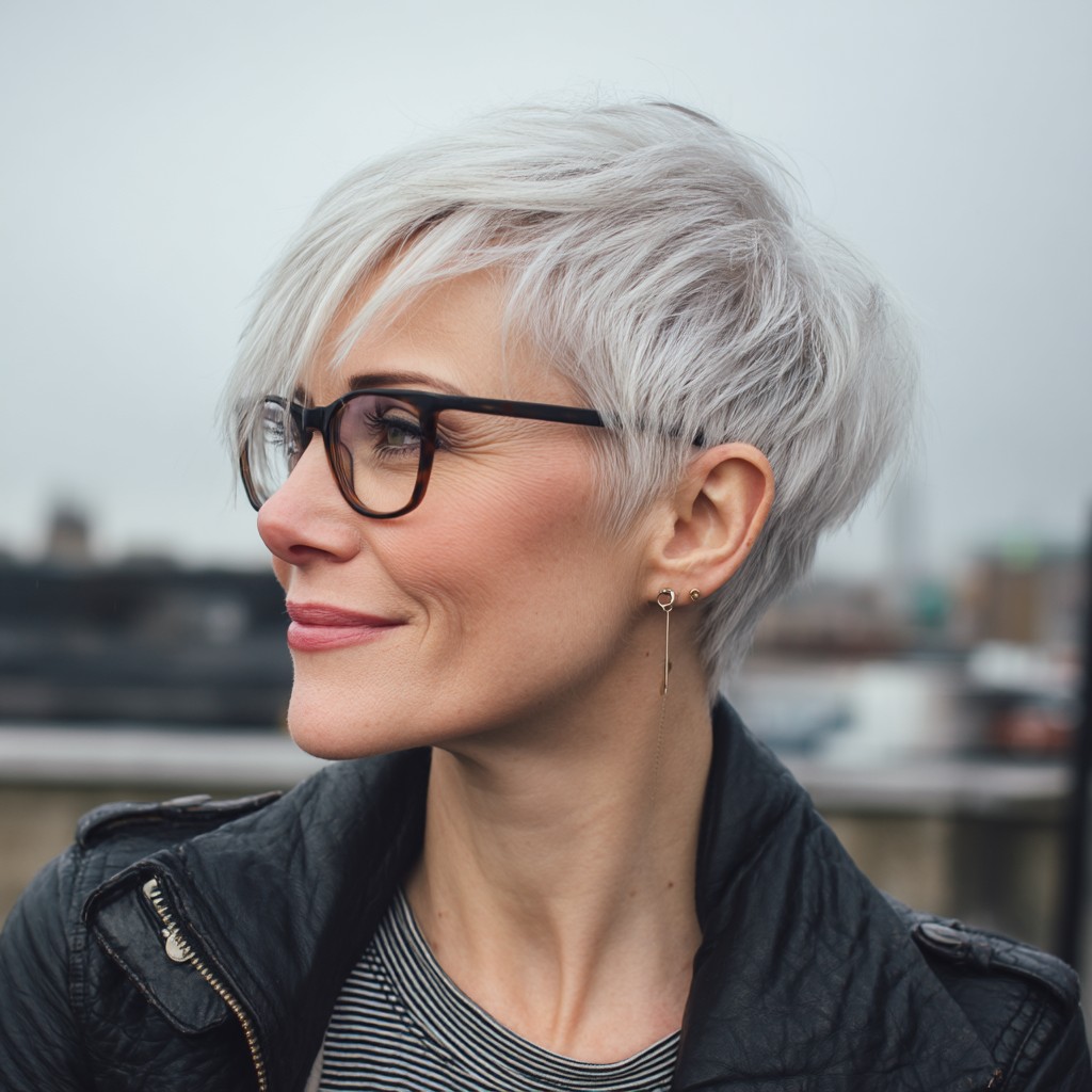 Chic Silver Pixie Cut with Textured Layers