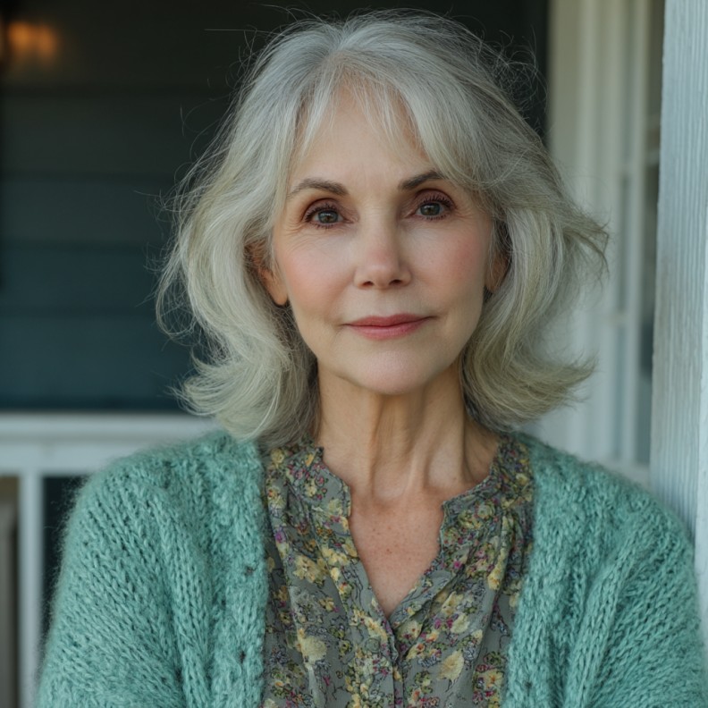 Chic Soft Gray Hair with Lowlights