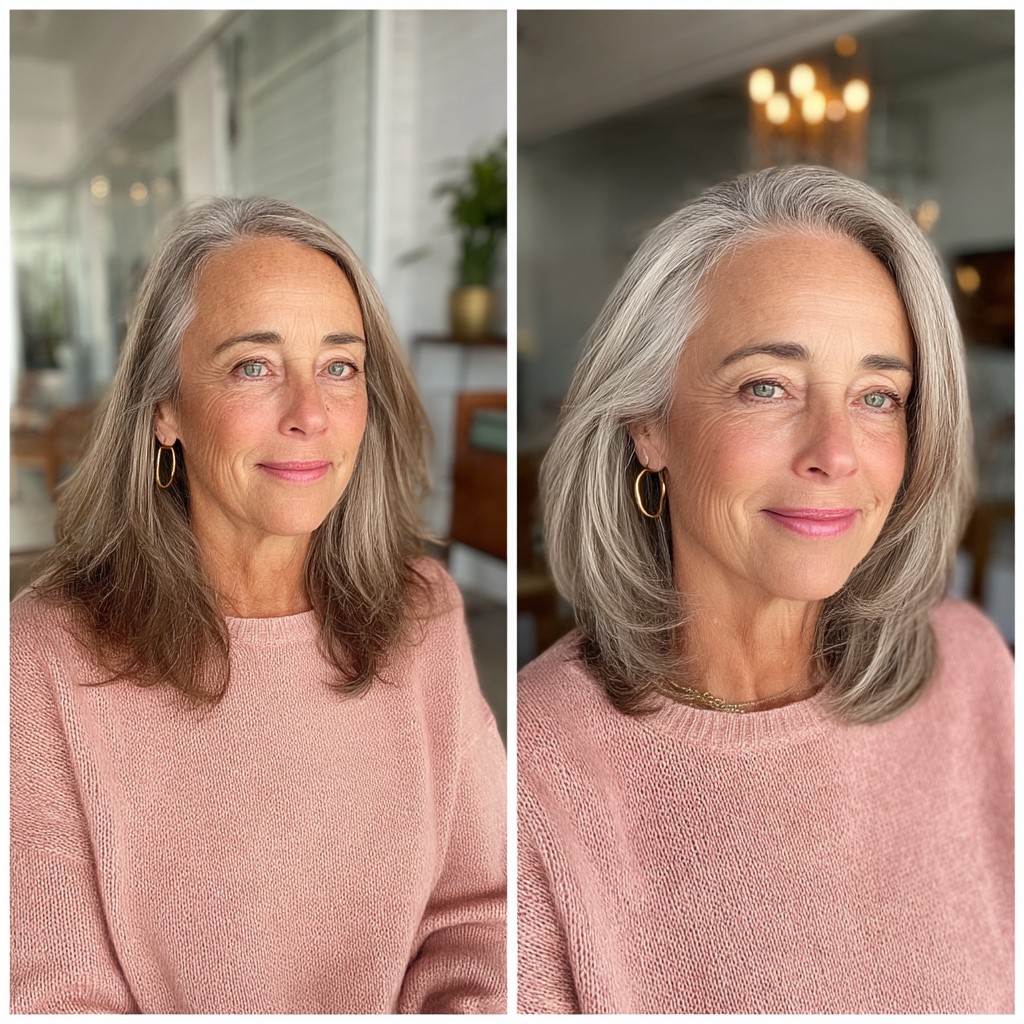 Chic Softly Layered Silver Cut with Bright Highlights