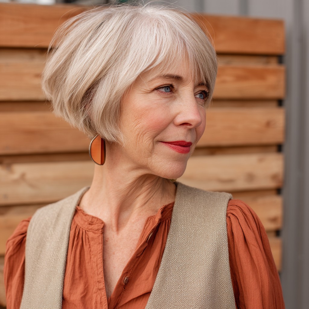Chic Textured Angled Bob with Subtle Layers