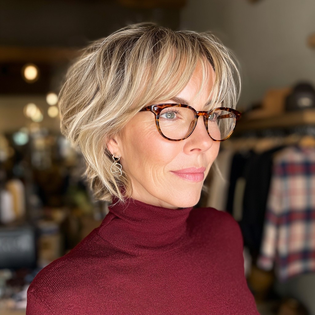 Chic Textured Bob with Subtle Highlights