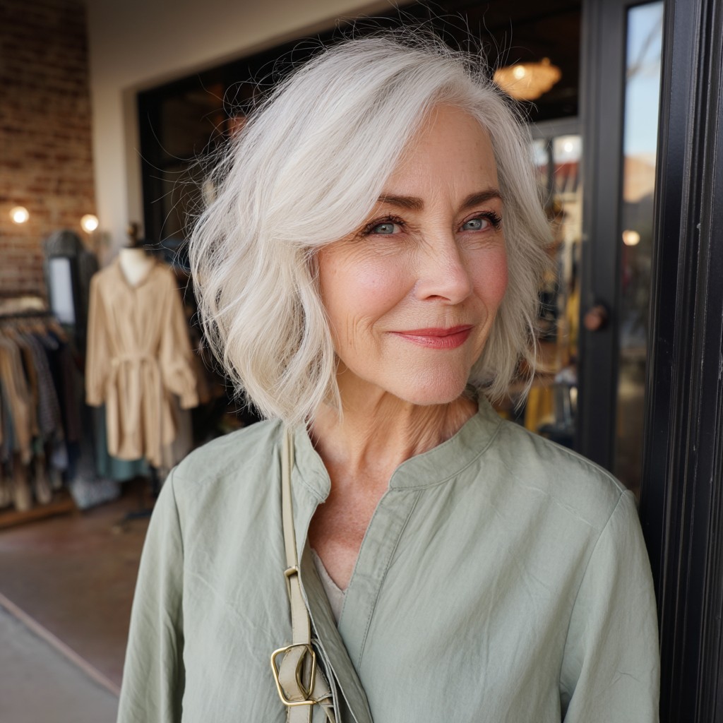 Chic Textured Lob with Soft Waves