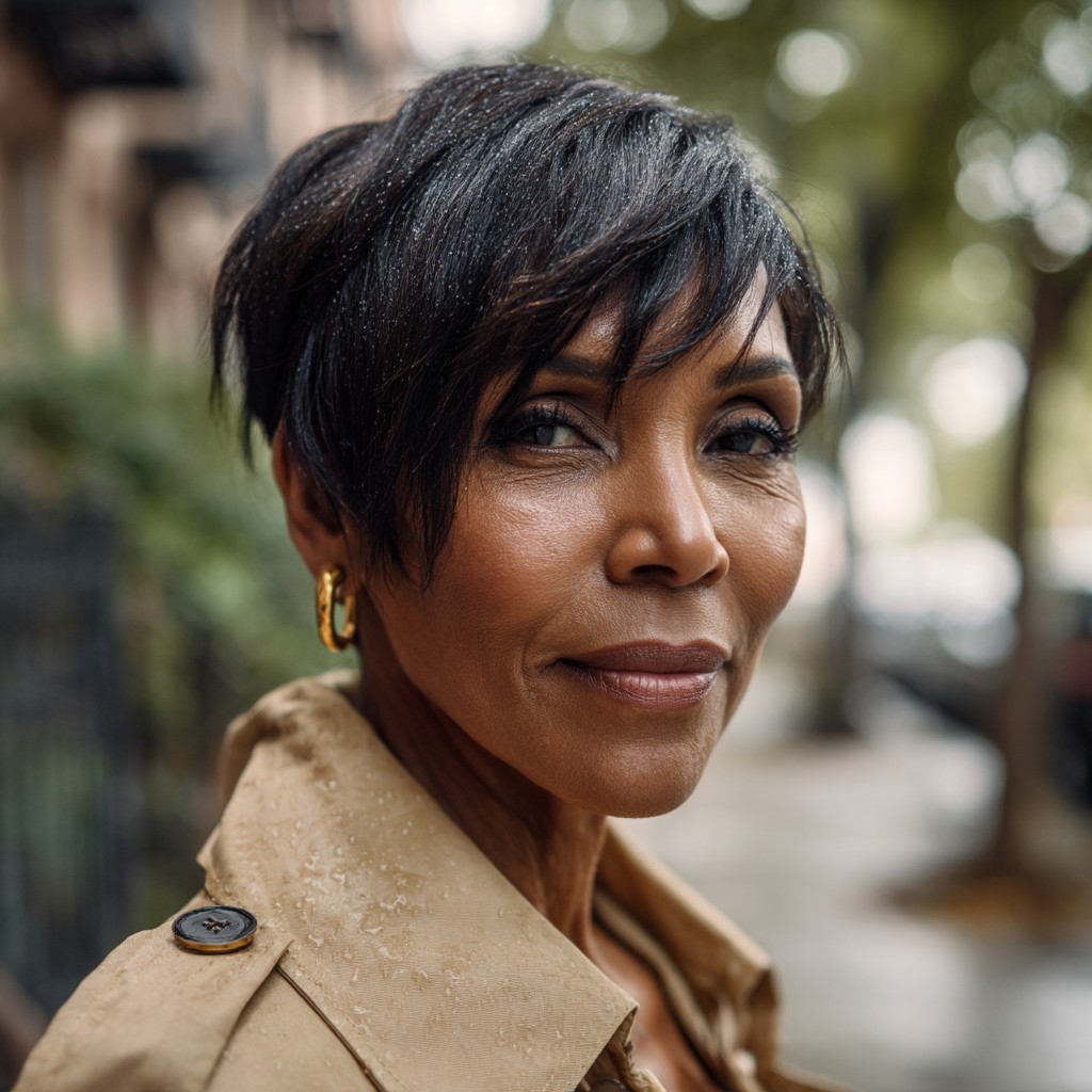 Chic Textured Long Pixie Cut with Tapered Sides