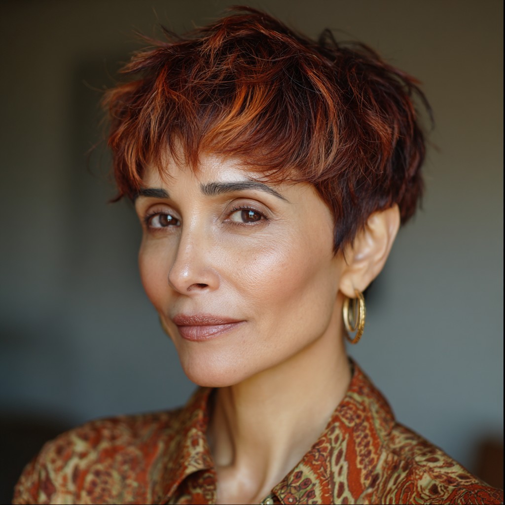 Chic Textured Pixie Cut with Bold Highlights