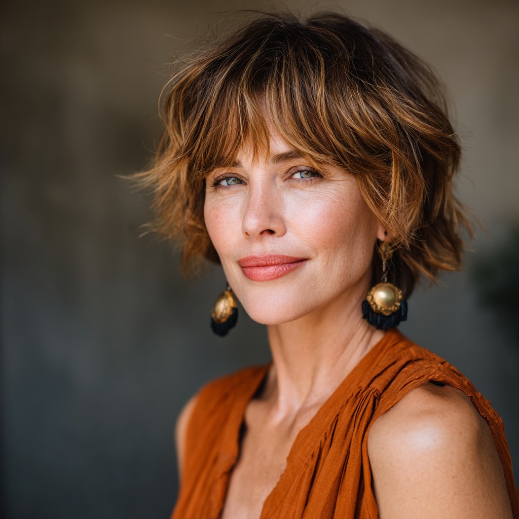 Chic Textured Shag with Soft Bangs